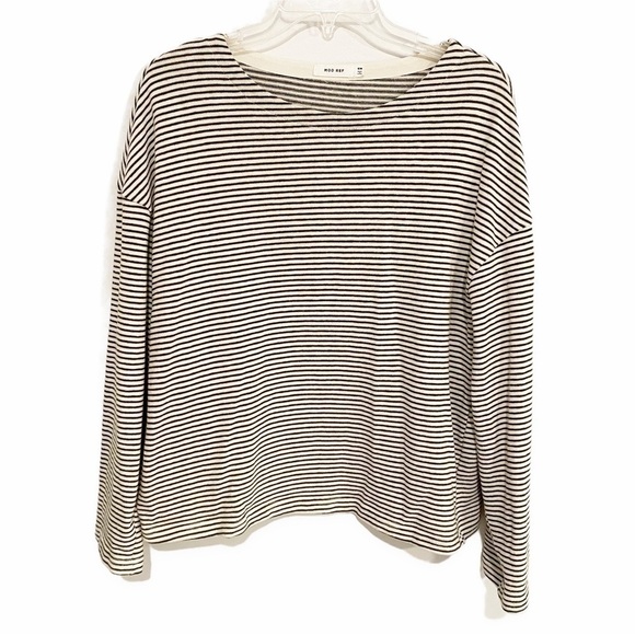 Mod Ref | Striped Cotton Top Relaxed Fit Black White Size Small Medium - Picture 1 of 6